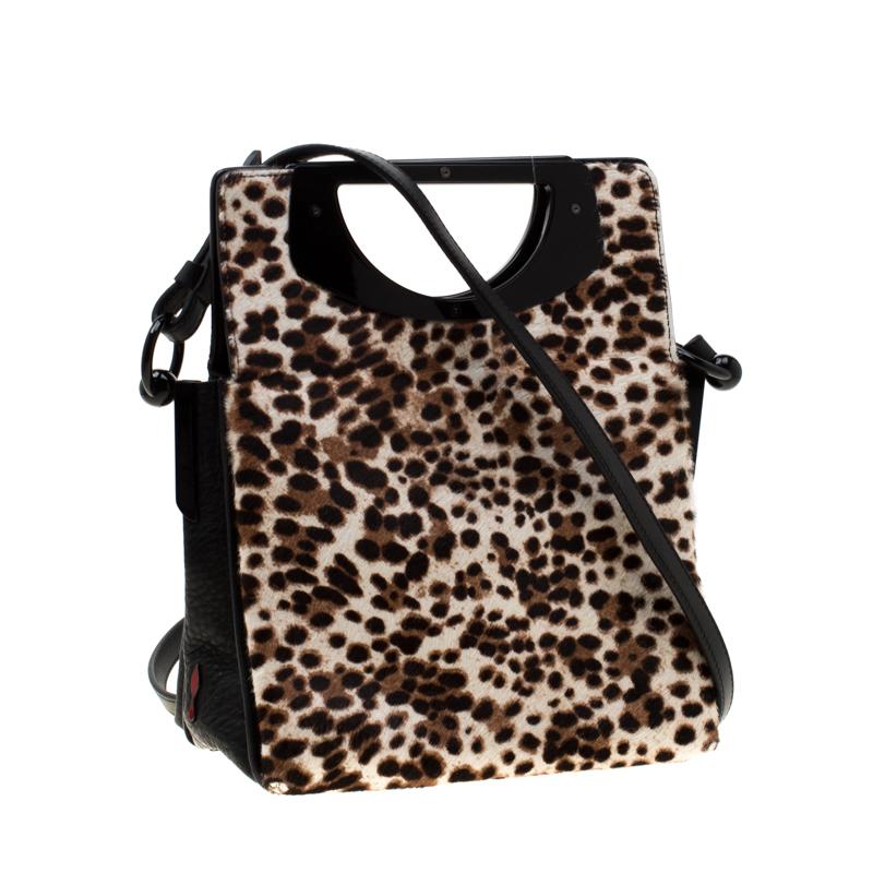 Christian Louboutin  Leopard Print Calfhair & Leather Passage Shoulder Bag In Good Condition In Dubai, Al Qouz 2