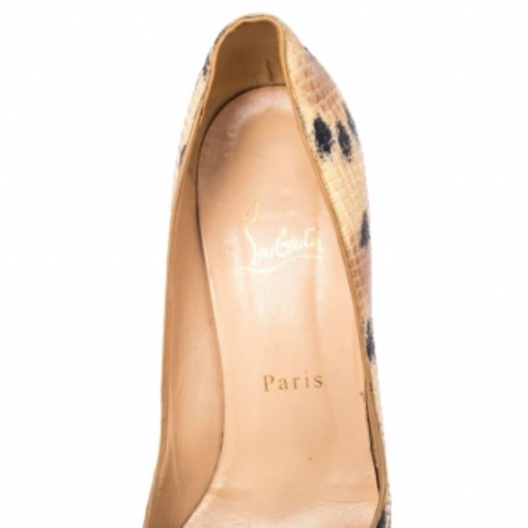Christian Louboutin Beige/Noir Peau de serpent   Prive  Escarpins taille 38 2