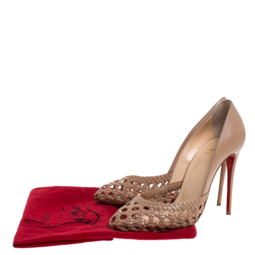 Christian Louboutin Beige Braided Leather Pumps Size 38.5 4