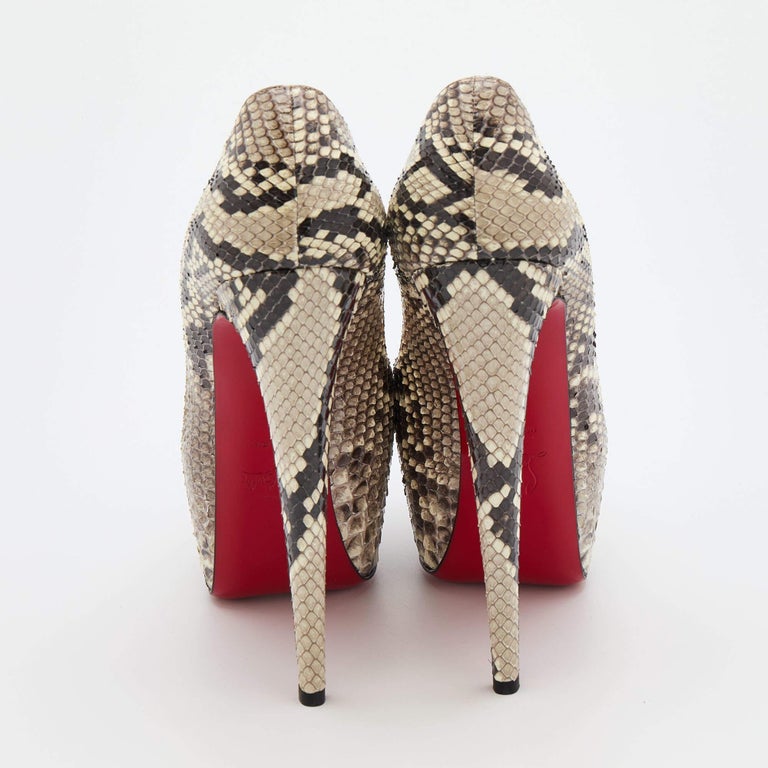 Python Louboutain Christian Louboutin Beige/Brown Python Daffodile Platform Pumps Size 40 ...