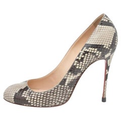 Christian Louboutin Beige-Brown Python Leather Simple Pumps Size 37