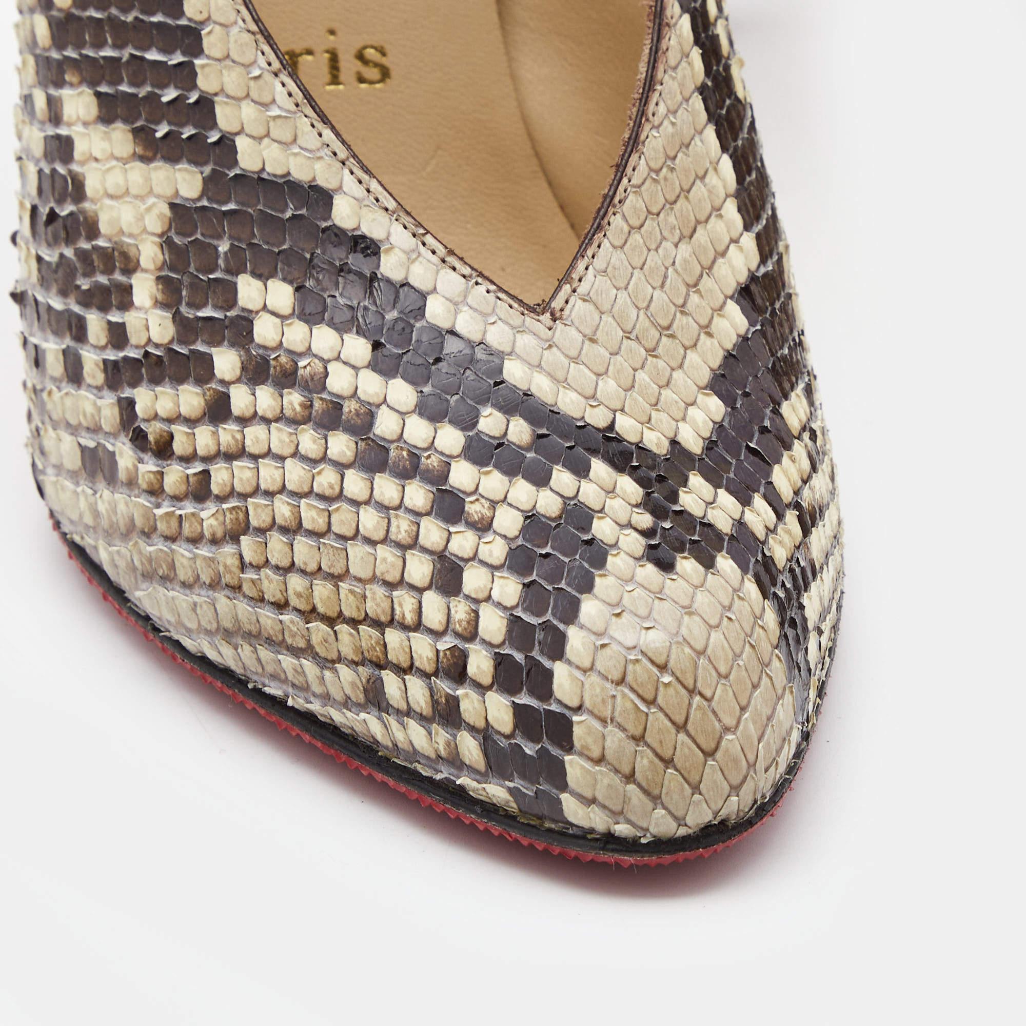 Christian Louboutin Beige/Brown Python Pumps Size 38.5 For Sale 1