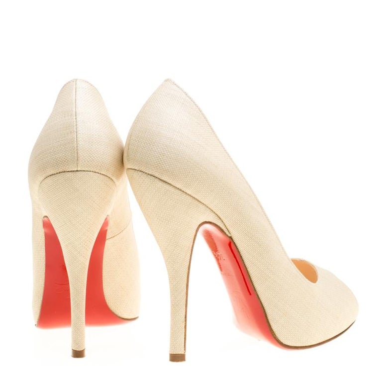 christian louboutin beige peep toe