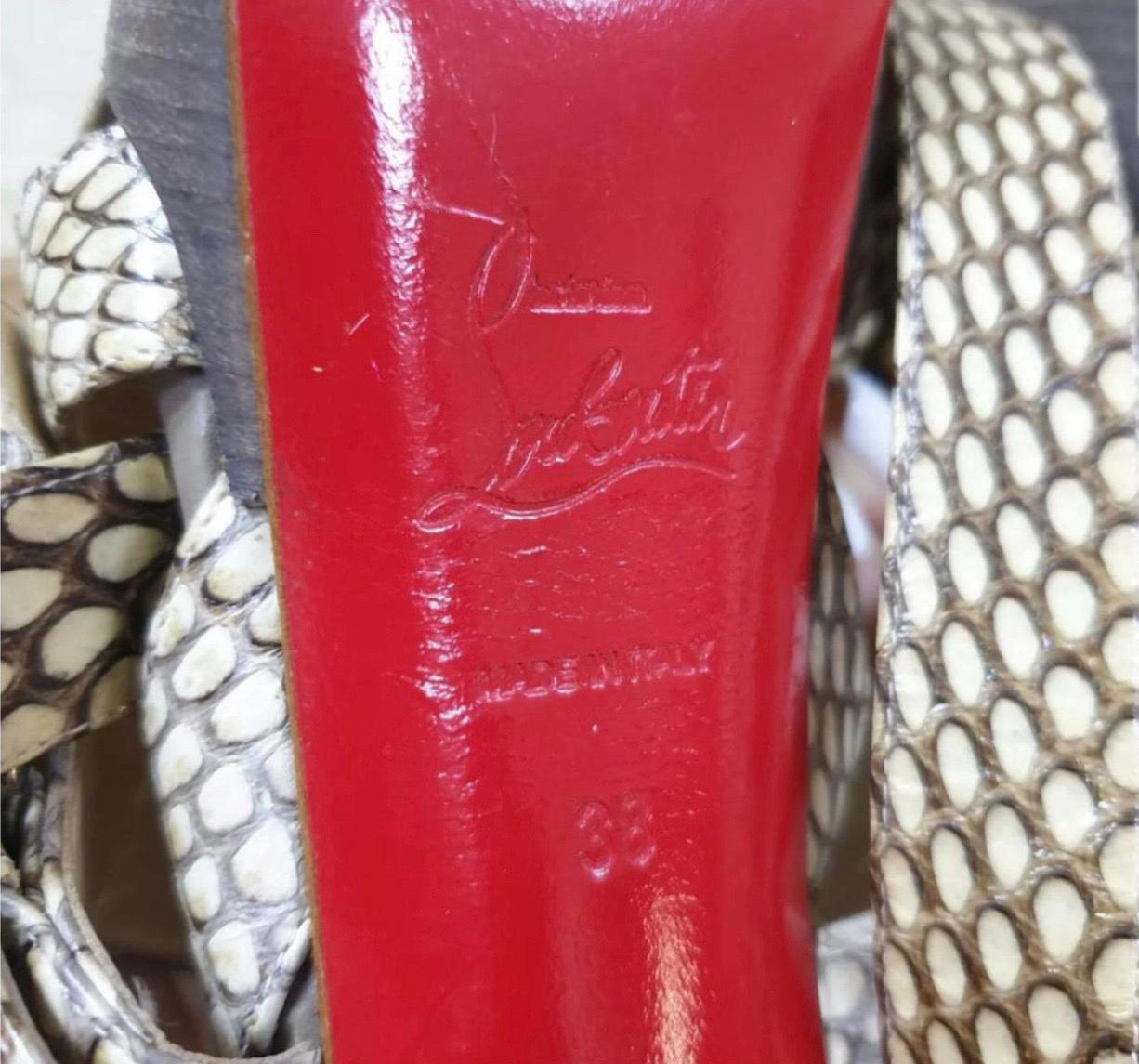Christian Louboutin Beige Cobra Toutenkaboucle Strappy Platform Sandals For Sale 2