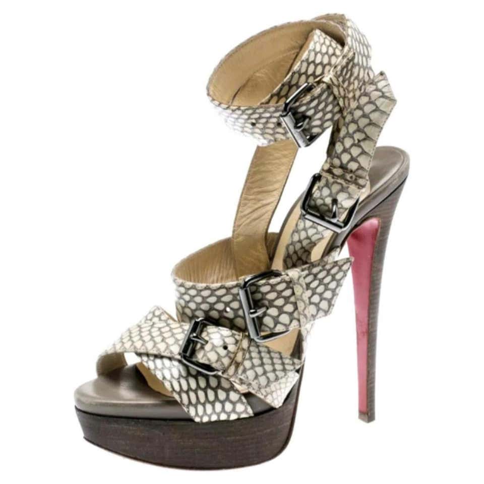 Python Platform Heels 41 Christian Louboutin White Python Leather Platform Heels For Sale at ...