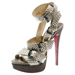 Christian Louboutin Sandali con zeppa Cobra Toutenkaboucle Beige