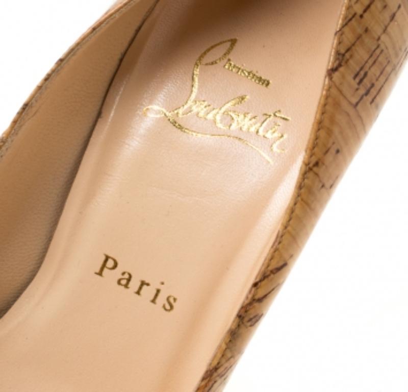 Christian Louboutin Beige Cork Bianca Platform Pumps Size 37 For Sale 1