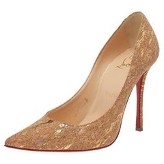 Christian Louboutin Beige Cork Pigalle Follies Pointed Toe Pumps Size 36