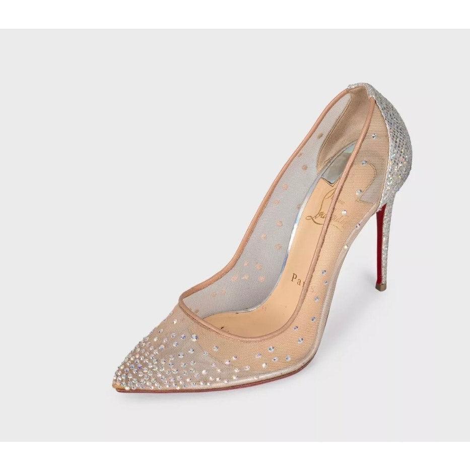 Christian Louboutin Beige Crystal Mesh Pumps - Size 37.5 In condizioni buone in vendita a Krakow, PL