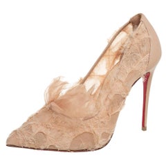 Christian Louboutin Beige Fabric And Leather TouFrou Pumps Size 37