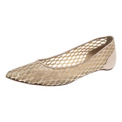 Christian Louboutin Beige Leather And Mesh Ballet Flats Size 36.5