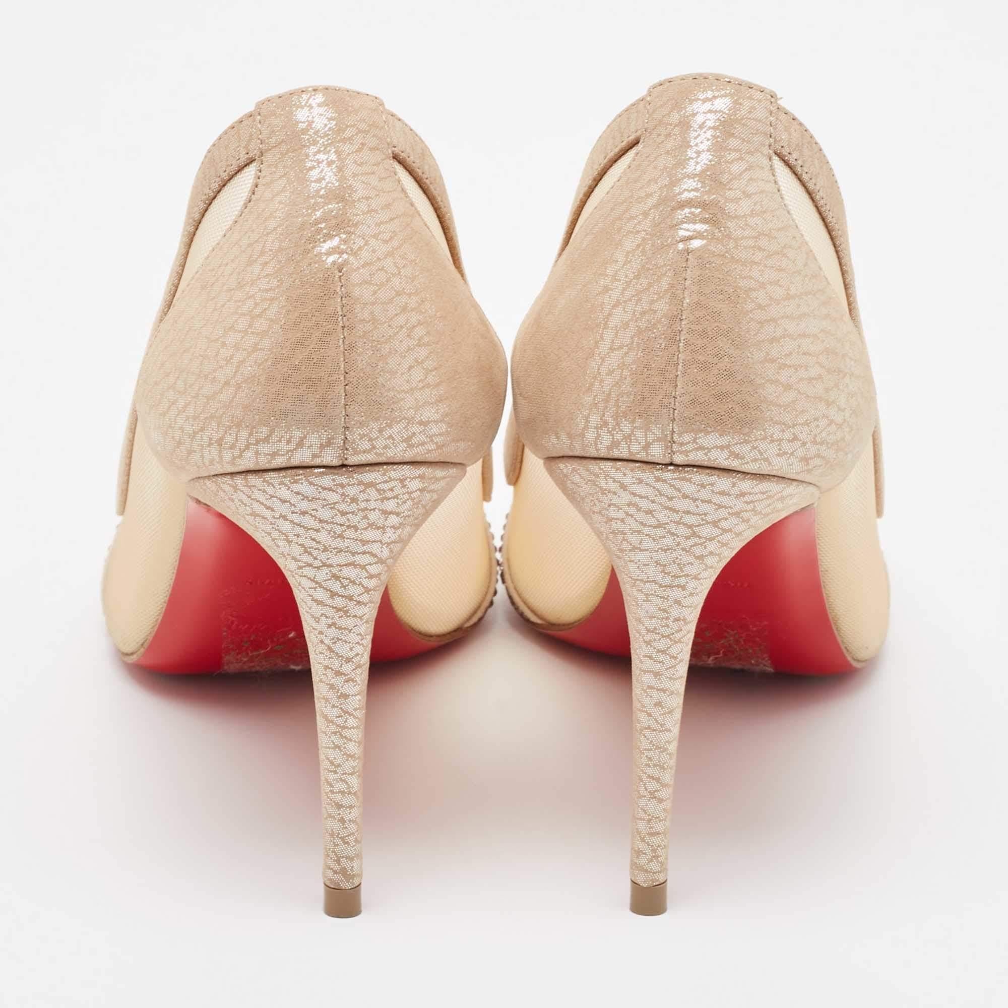 Christian Louboutin Beige Leather and Mesh Pumps Size 36 1