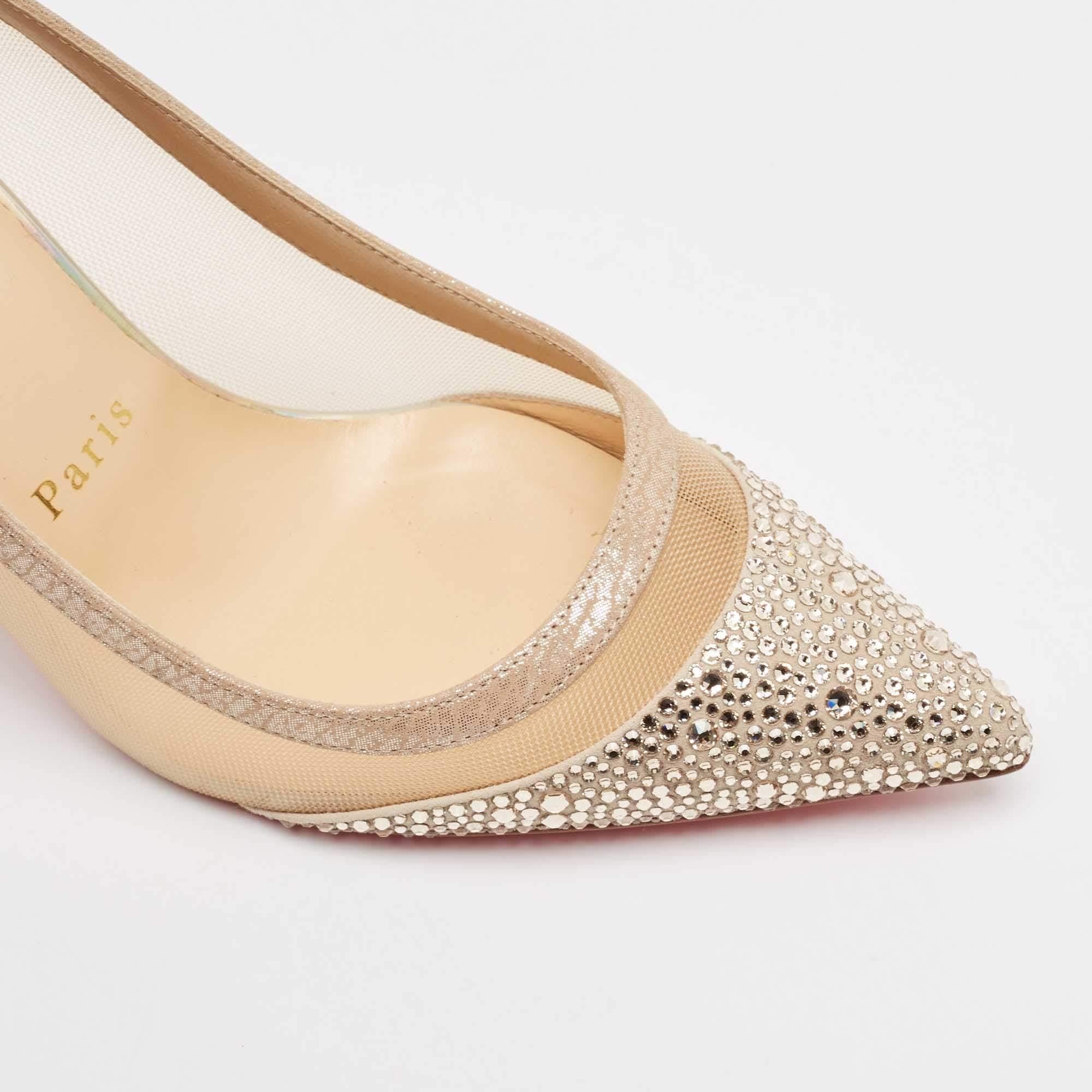 Christian Louboutin Beige Leather and Mesh Pumps Size 36 3