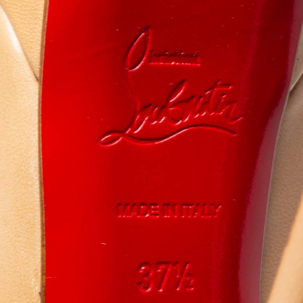 Christian Louboutin Beige Leather Bianca Platform Pumps Size 37.5 For Sale 2