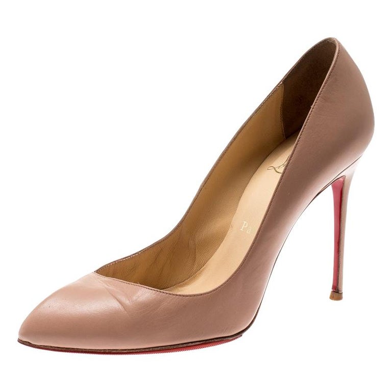 Christian Louboutin Beige Leather Corneille Pointed Toe Pumps Size 38 ...