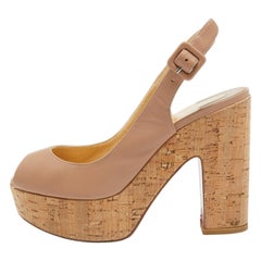Christian Louboutin Beige Leather Donna Anna Cork Sandals Size 36