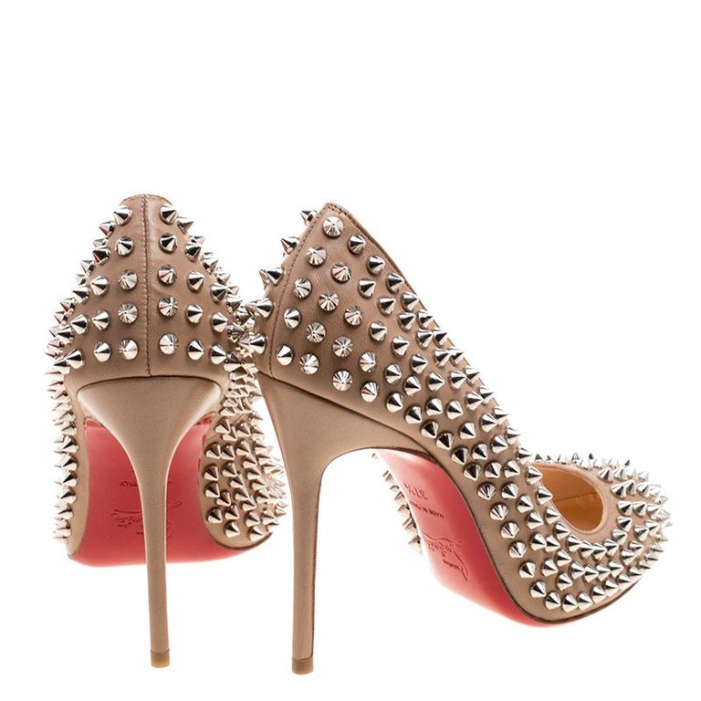Christian Louboutin Beige Leather Fifi Spike Pumps Size 37.5 For Sale ...
