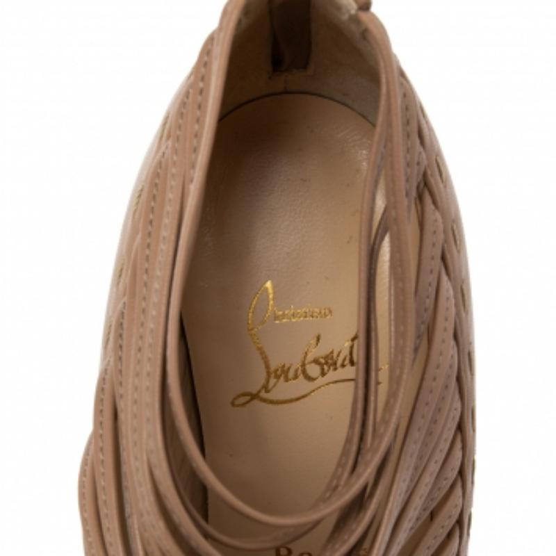 Christian Louboutin Beige Leather Gortik Ankle Booties Size 36 For Sale 4