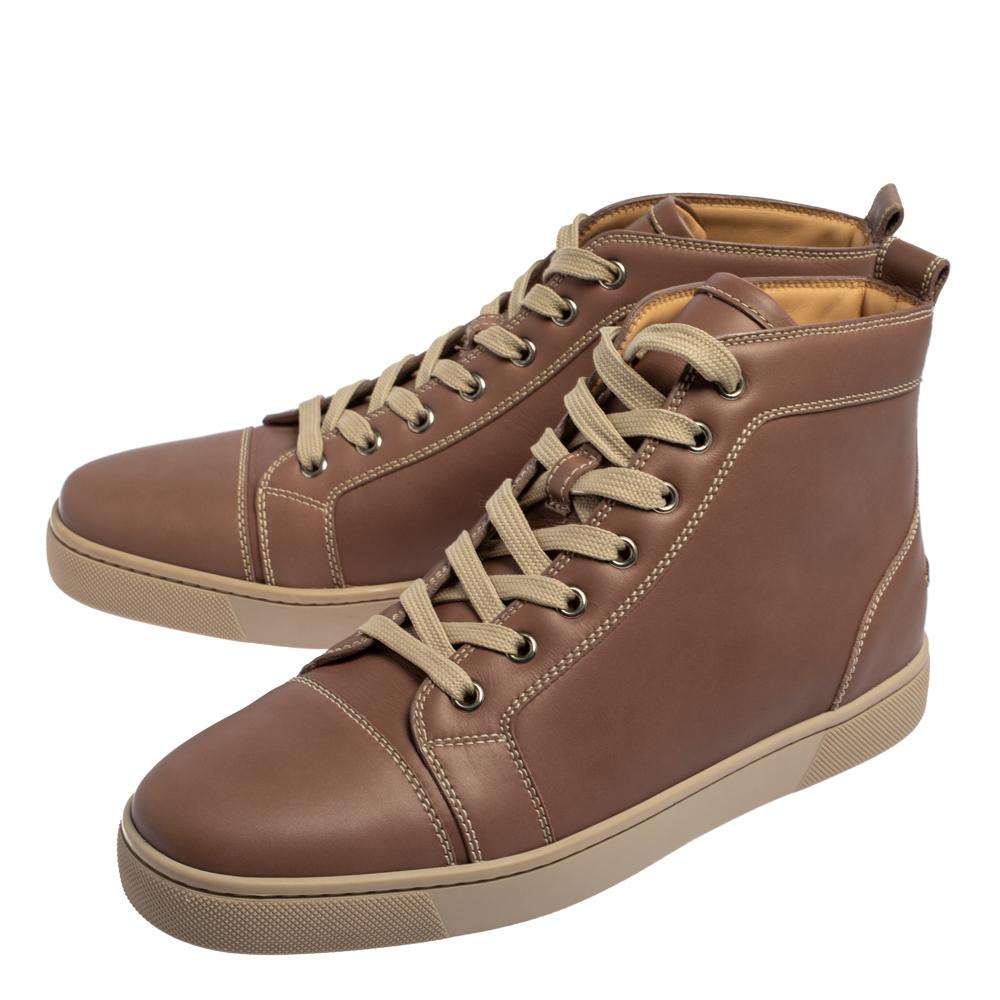 Christian Louboutin Beige Leather High Top Sneakers Size 41 1