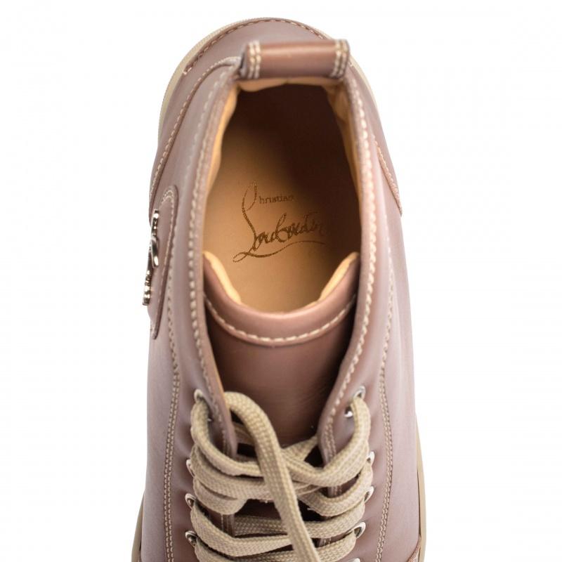 Christian Louboutin Beige Leather High Top Sneakers Size 41 2
