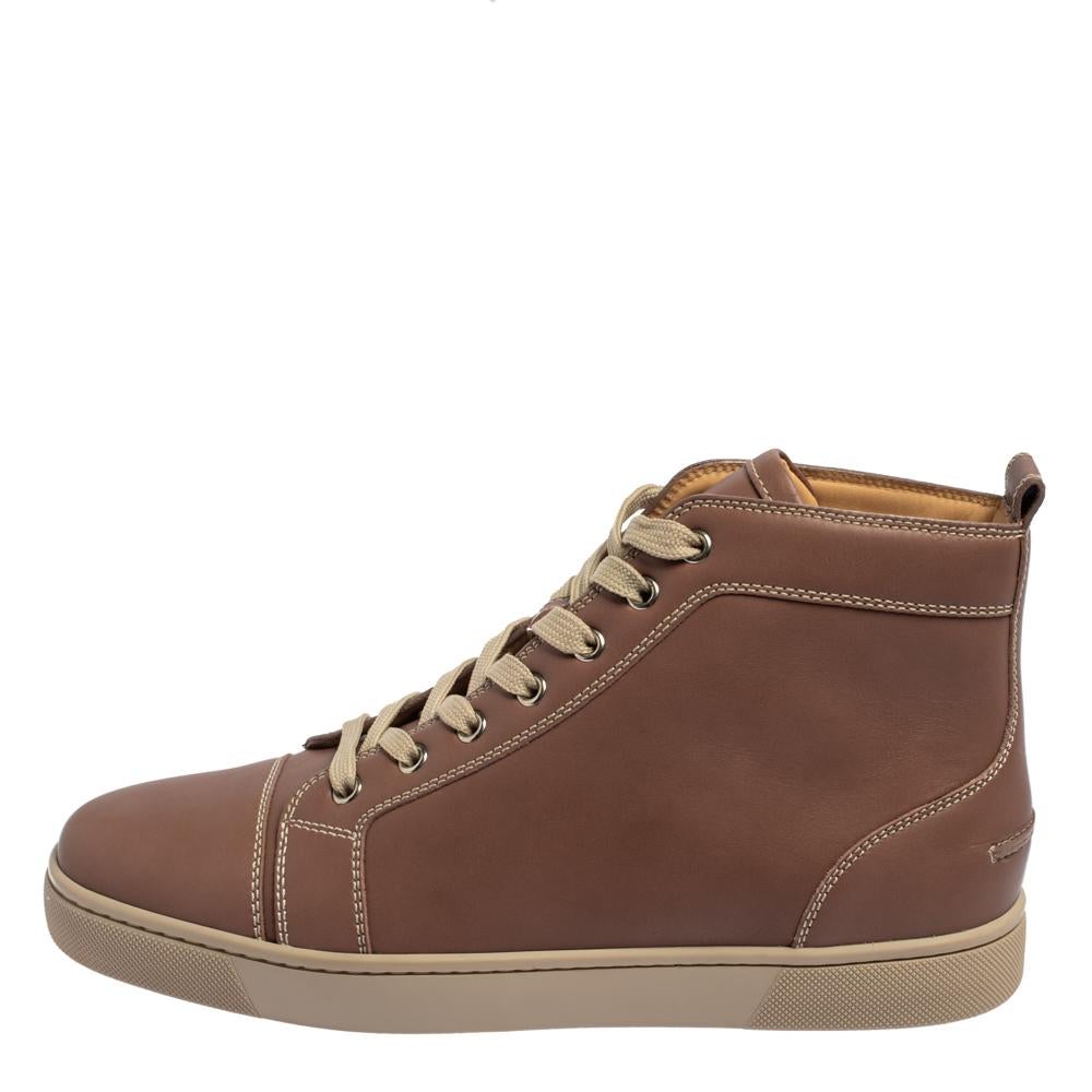 Christian Louboutin Beige Leather High Top Sneakers Size 41 3
