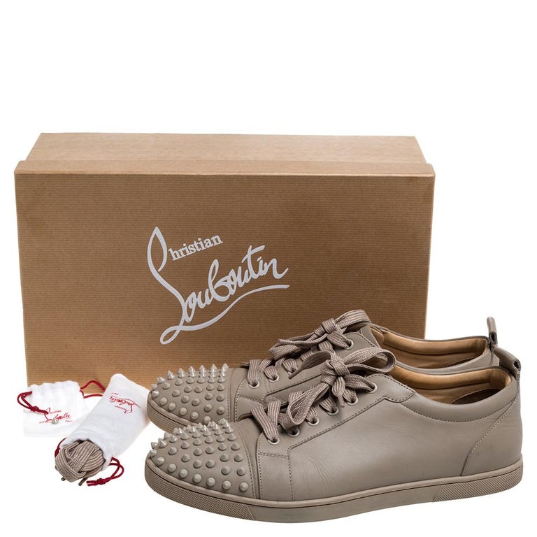 Christian Louboutin Beige Leather Louis Junior Spikes Low Top