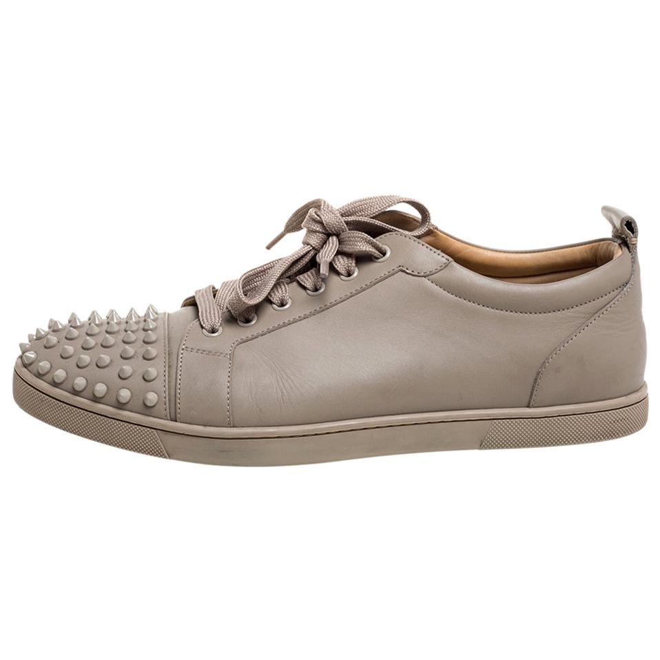 Christian Louboutin Beige Leather Louis Junior Spikes Low Top