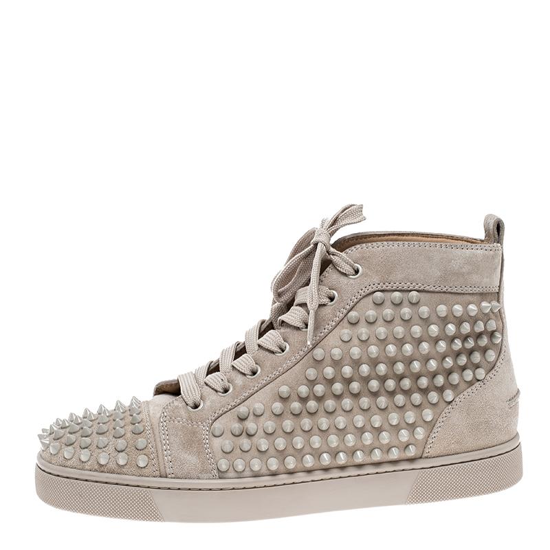 Christian Louboutin Beige Leather Louis Spike High Top Sneakers Size 40 1