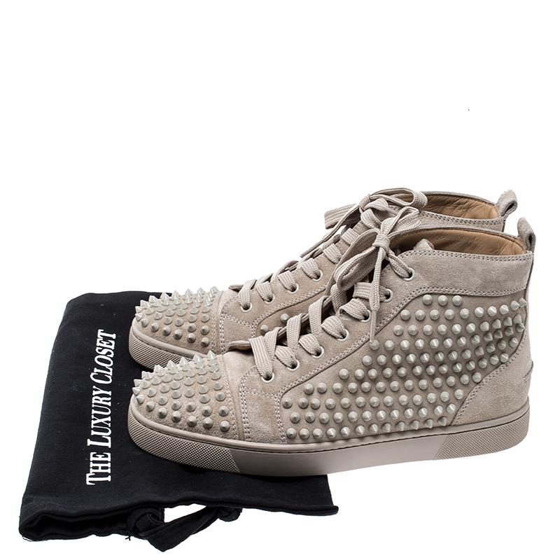 Christian Louboutin Beige Leather Louis Spike High Top Sneakers Size 40 4