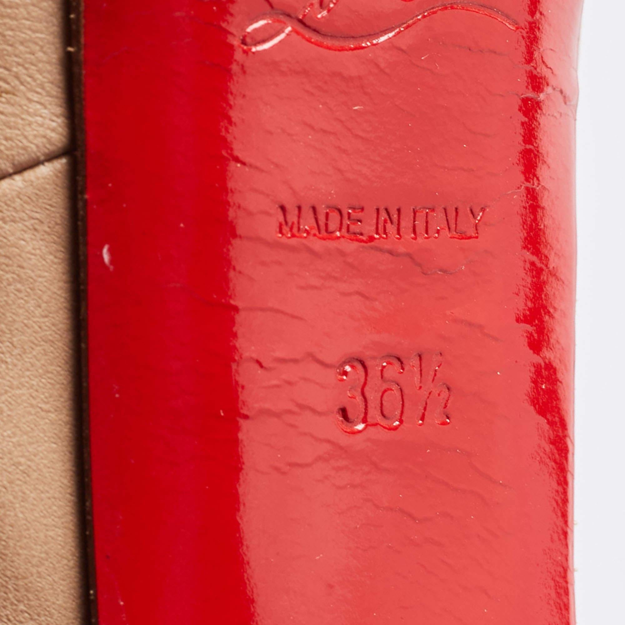 Christian Louboutin Beige Leather Marlenalta PeepToe Ankle Strap Size 36.5 For Sale 2