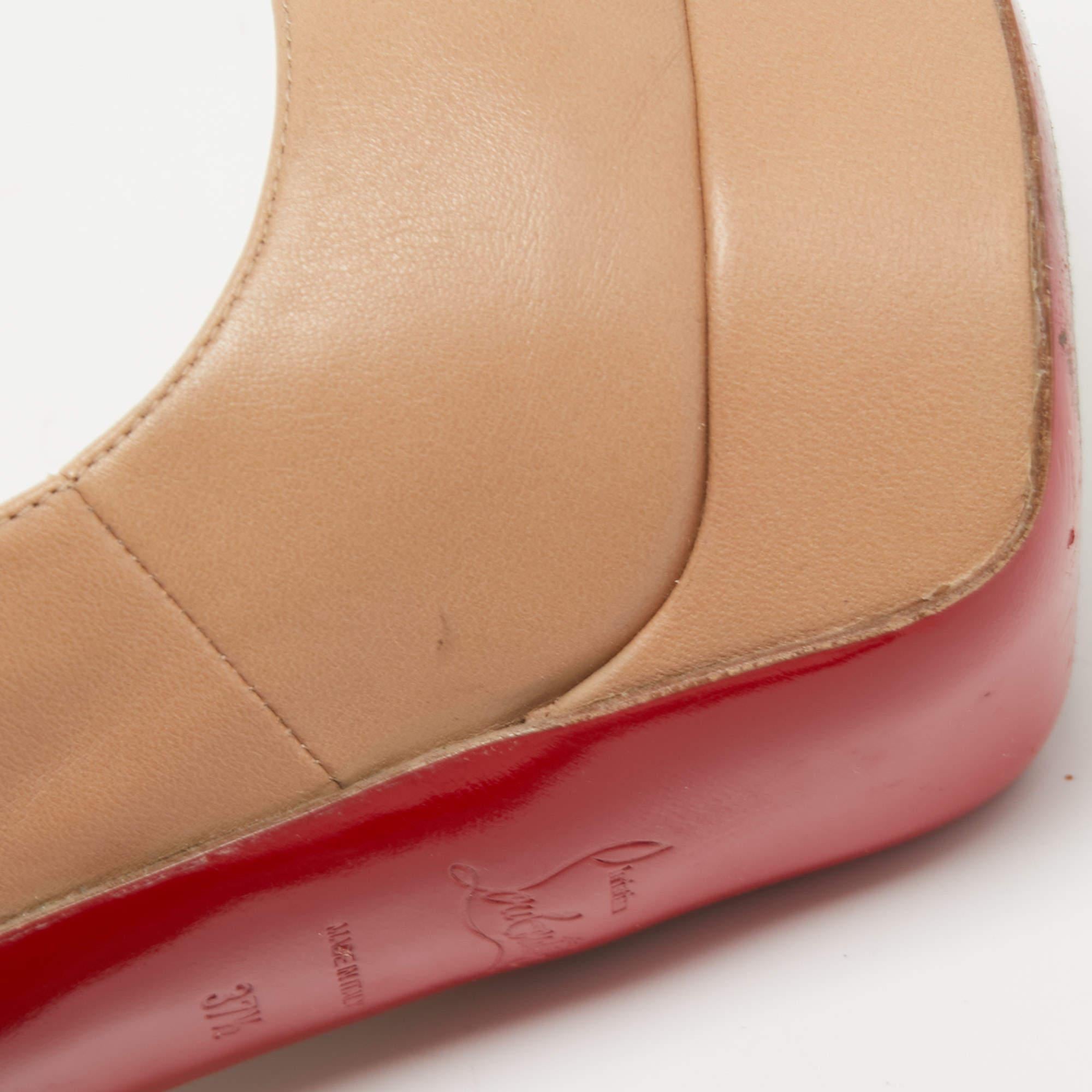 Christian Louboutin Beige Leather Marlenalta Platform Sandals Size 37.5 2