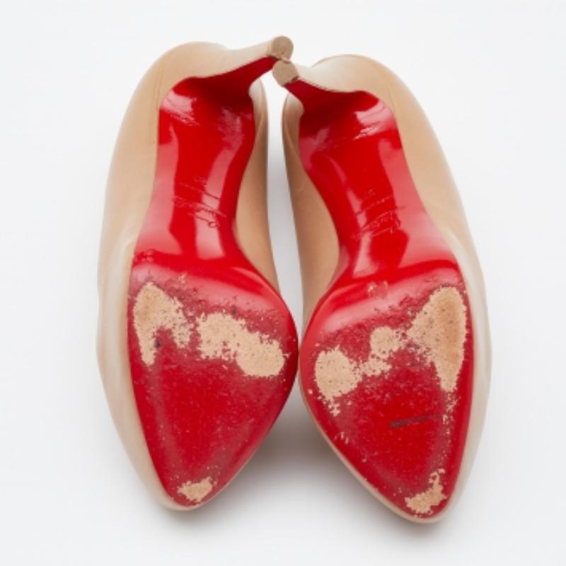 Christian Louboutin Beige Leather Miss Clichy Platform Pumps Size 37 For Sale 6