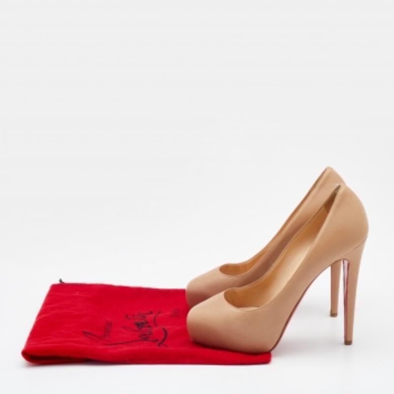 Women's Christian Louboutin Beige Leather Miss Clichy Platform Pumps Size 37 For Sale