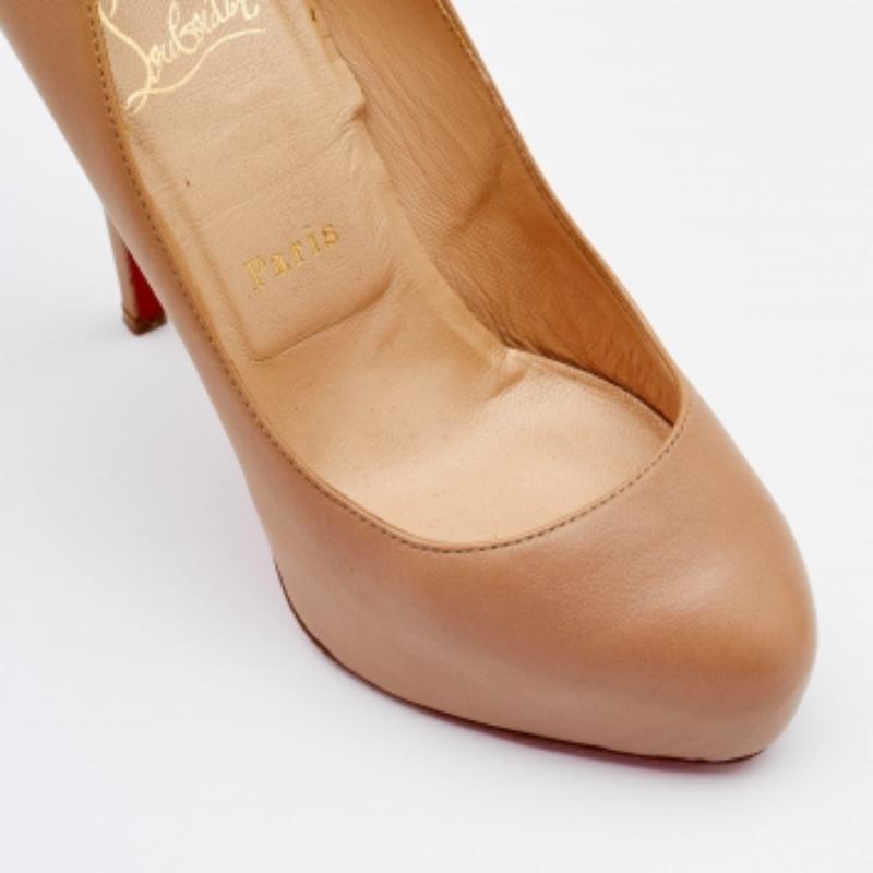 Christian Louboutin Beige Leather Miss Clichy Platform Pumps Size 37 For Sale 4