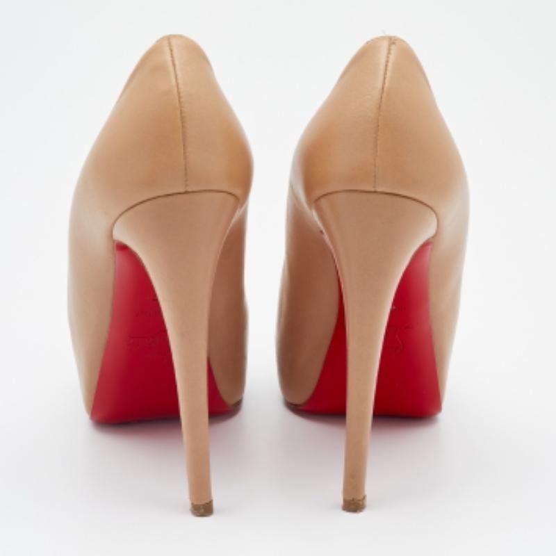 Christian Louboutin Beige Leather Miss Clichy Platform Pumps Size 37 For Sale 5
