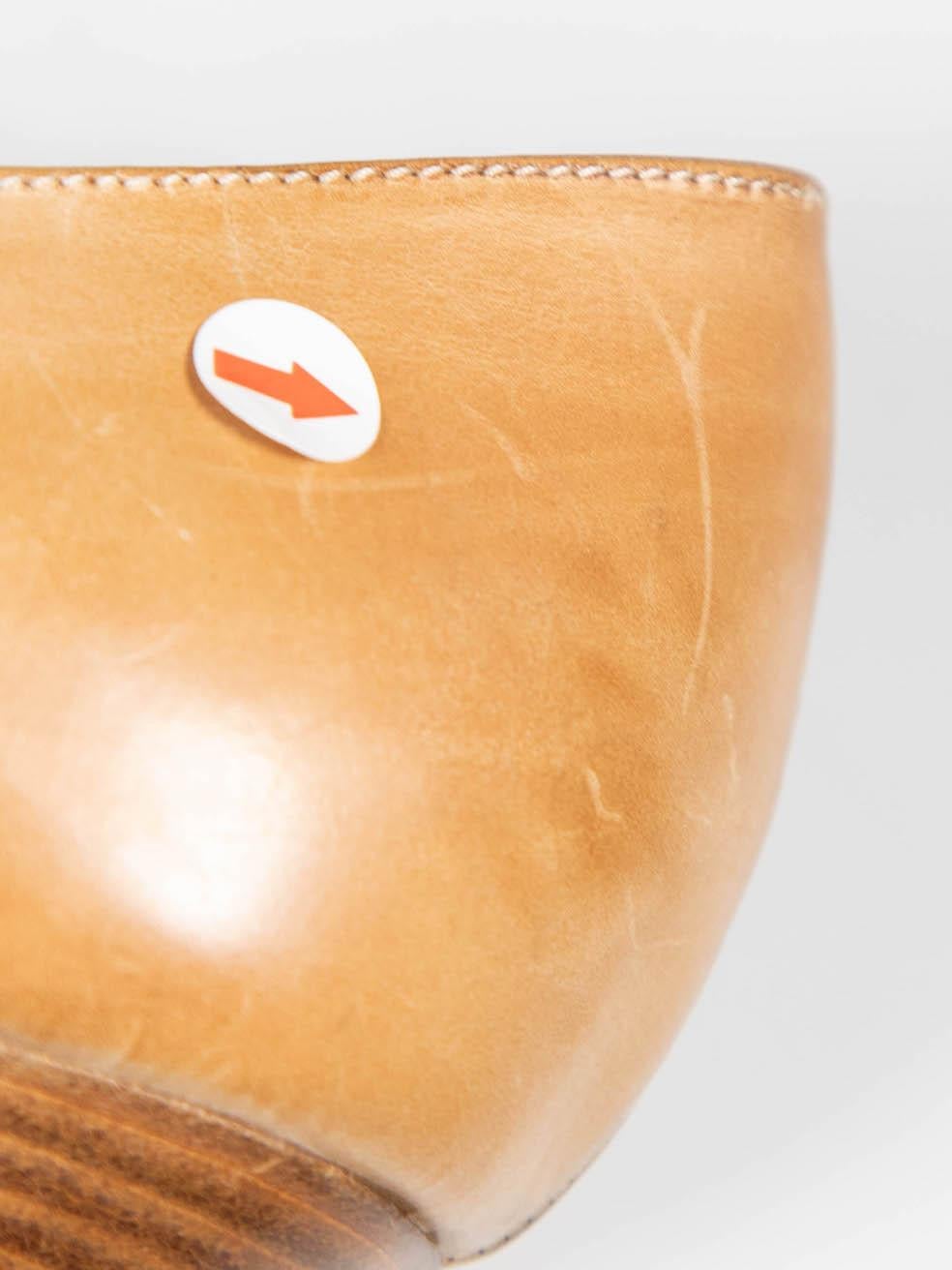 Christian Louboutin Beige Leather Peep Toe Platform Heels Size IT 38 For Sale 2