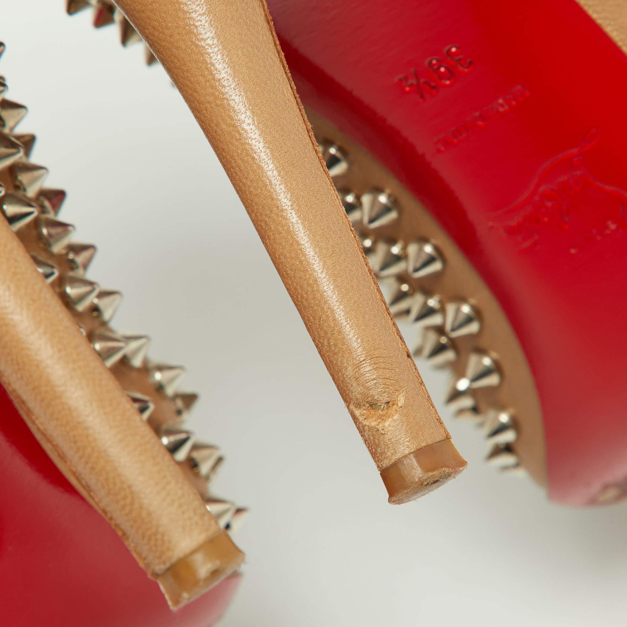 Christian Louboutin Beige Leather Pigalle Spikes Pumps Size 39.5 For Sale 3