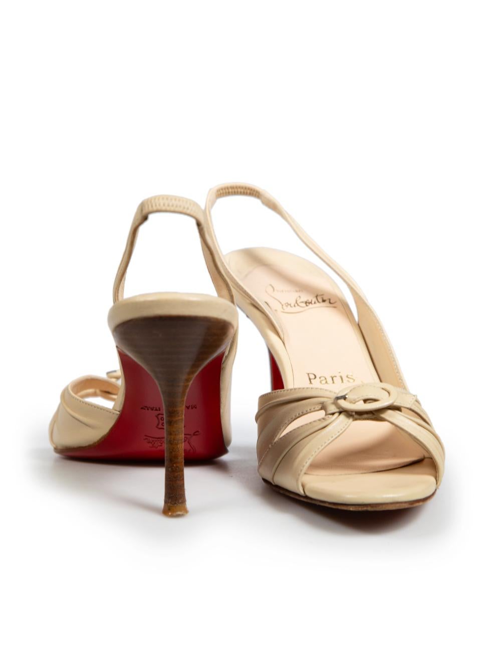 Christian Louboutin Beige Leather Slingback Sandals Size IT 37 In Good Condition In London, GB