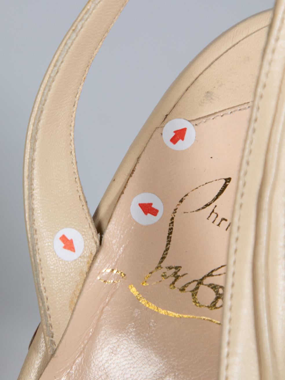 Christian Louboutin Beige Leather Slingback Sandals Size IT 37 3