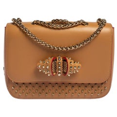 Christian Louboutin Beige Leather Small Spikes Sweet Charity Shoulder Bag