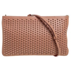 Christian Louboutin Beige Leather Spiked Loubiposh Chain Clutch