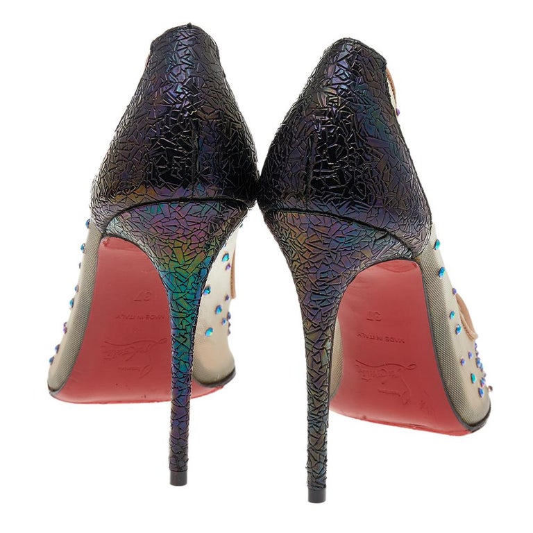 Follies strass cloth heels Christian Louboutin Beige size 37 EU in Cloth -  35910654