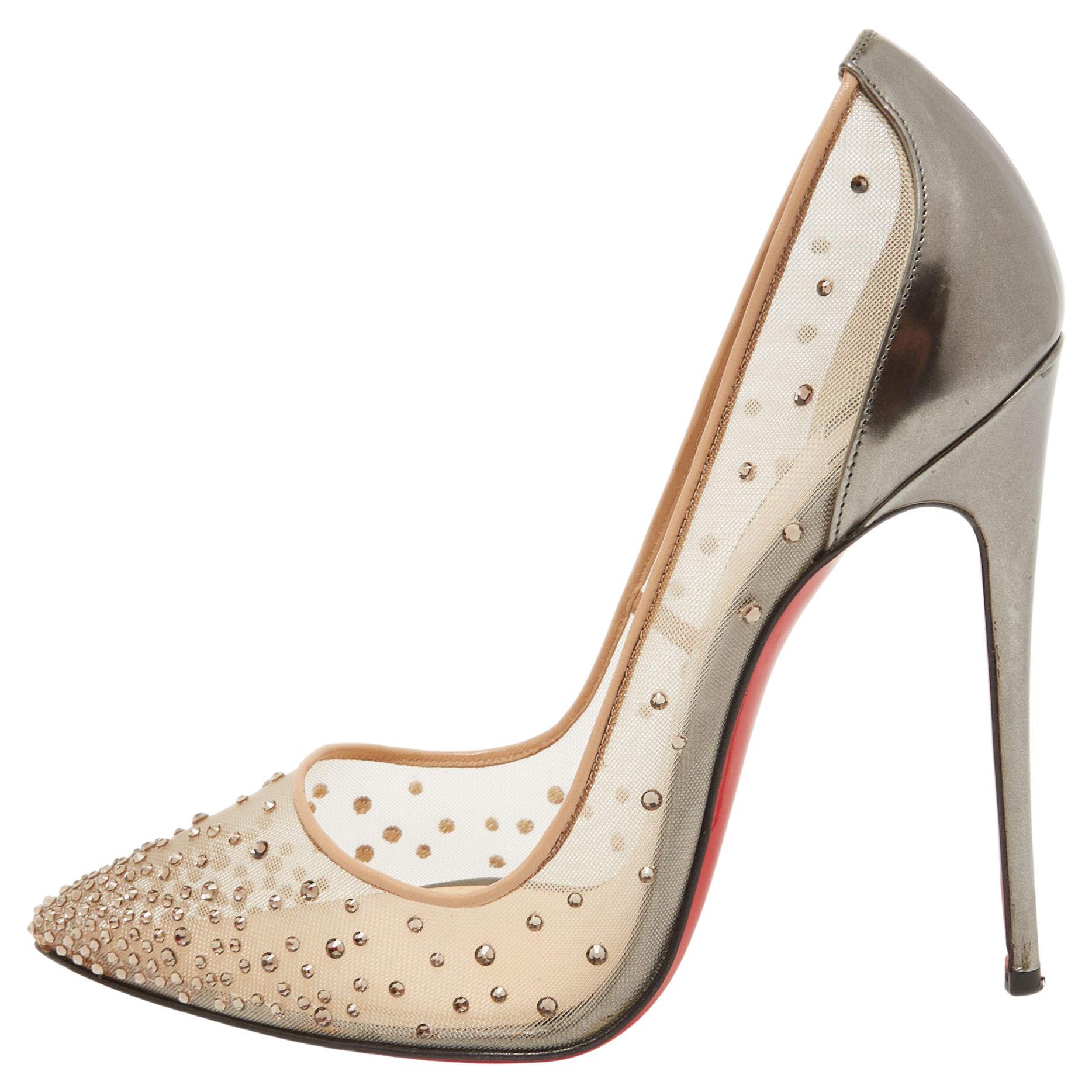 Follies strass leather heels Christian Louboutin Pink size 39 EU