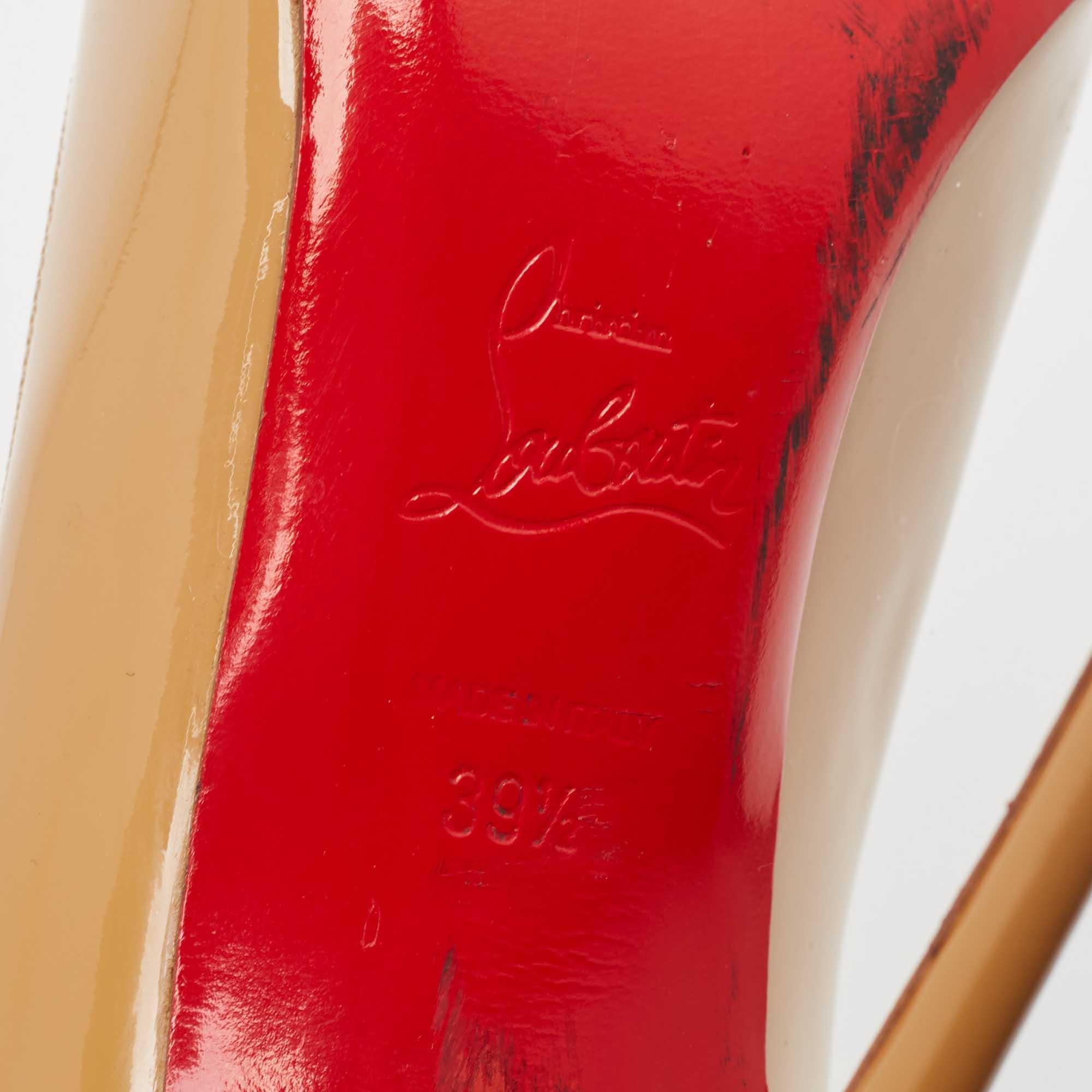 Christian Louboutin Beige Patent Corneille Pumps Taglia 39.5 4