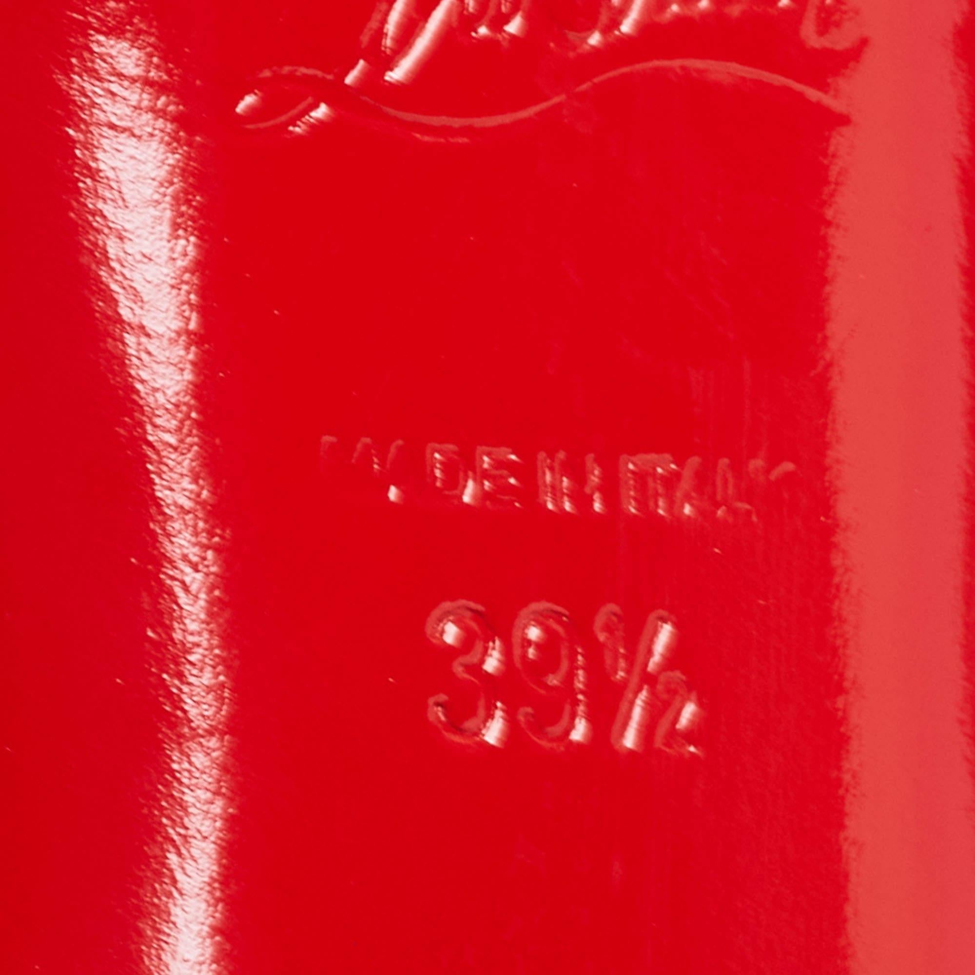 Christian Louboutin Beige Patent Leather Altadama Peep Toe Platform Pumps Size 3 For Sale 2