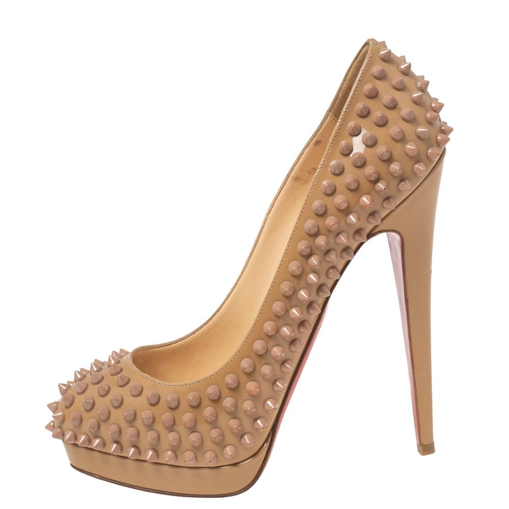 Known to add signature elements of drama and fancy patterns, these Alti Spikes pumps from Christian Louboutin are a creation worth celebrating. These pumps accomplish themselves as perpetually stylish and distinguished. They are delicately created