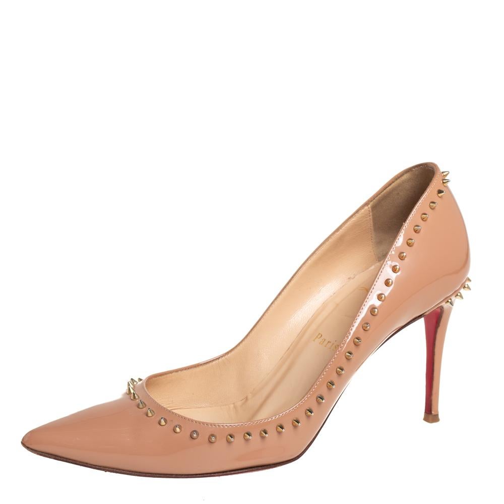 Christian Louboutin Beige Patent Leather Anjalina Pumps Size 37 3