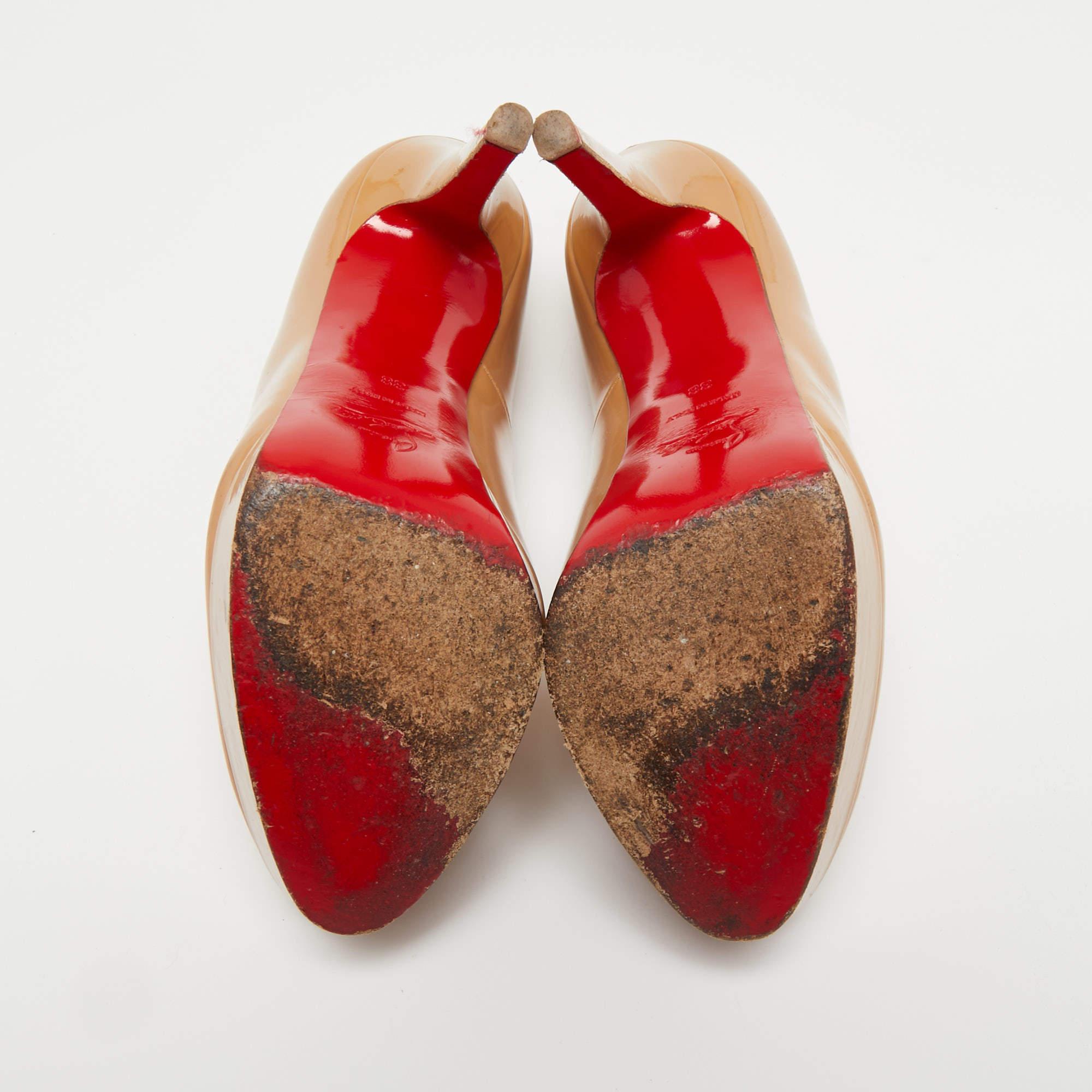 Christian Louboutin Beige Patent Leather Bianca Platform Pumps Size 38 2
