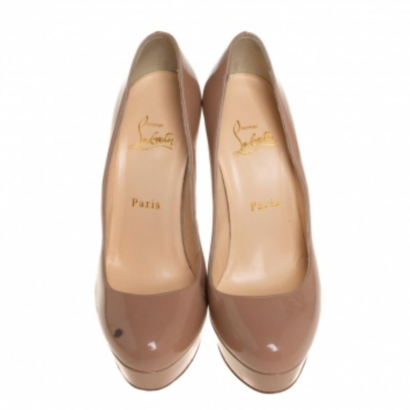 Christian Louboutin Beige Patent Leather Bianca Pumps Size 37.5 For Sale 2