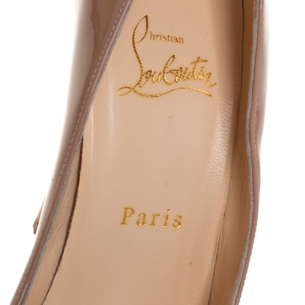 Christian Louboutin Beige Patent Leather Bianca Pumps Size 37.5 For Sale 2